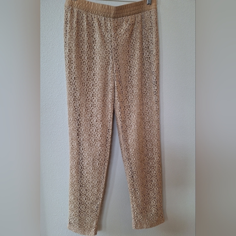 Chico's Womens Pull On Tan Lace Ankle Pants. Size 00